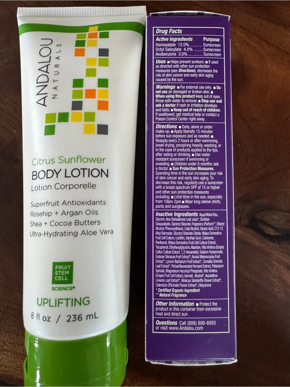 Andalou Naturals Citrus Sunflower Body Lotion + Daily Defense SPF 18 Face Lotion